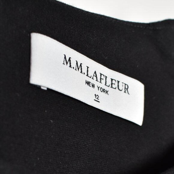 M.M. LAFLEUR Katie Front Slit Black Cap Sleeve Fitted Ponte Dress - 12 - Picture 8 of 8